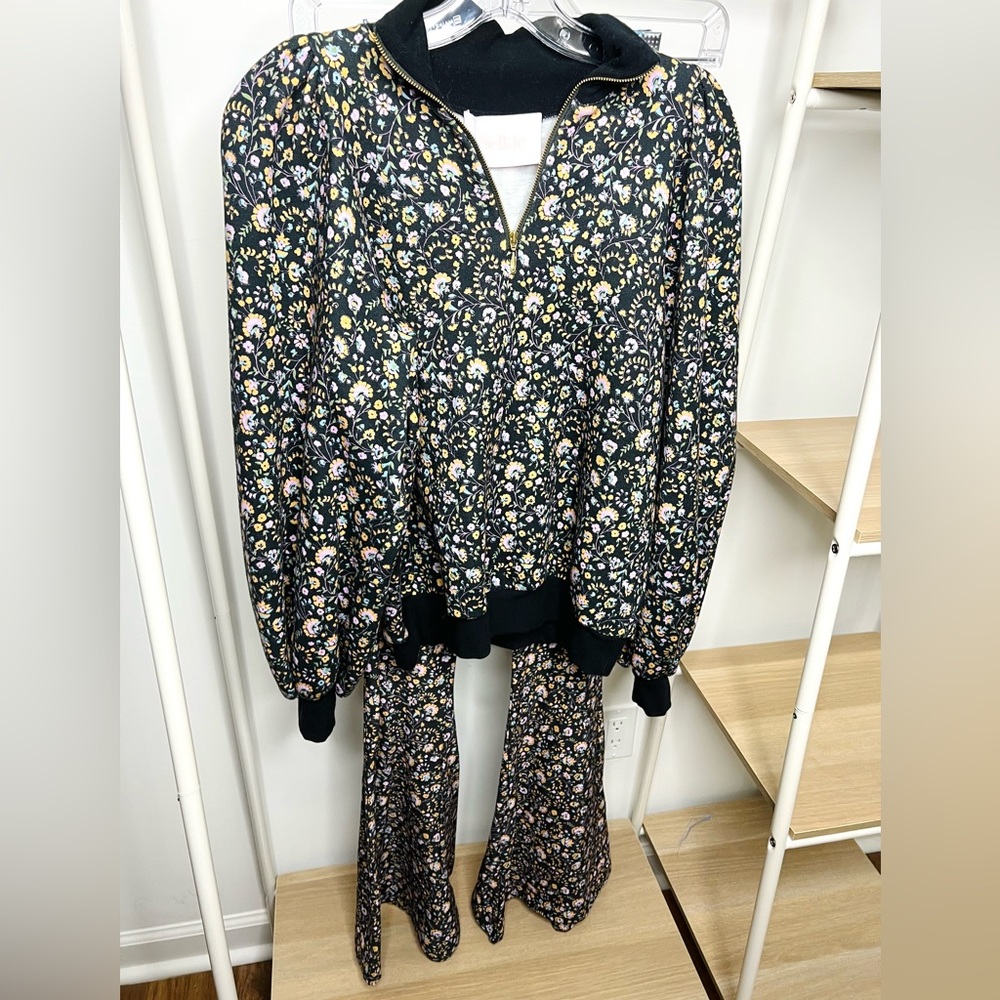 Selkie matching set floral zip sweatshirt turtleneck & leggings, size XXS/XS NEW
